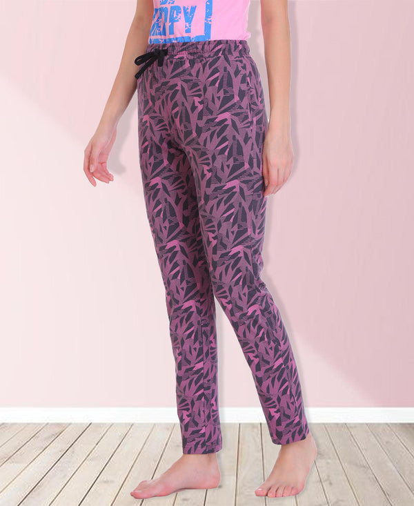 HiFlyers Women Comfort FitPrinted Cotton Pyjama Purple