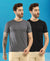 T.T. Men Slim Fit Poly Jersey Round Neck Half Sleeve T-Shirt Pack Of 2 Anthra-Black