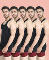 T.T. Men Derby Black Vest (Pack Of 5)