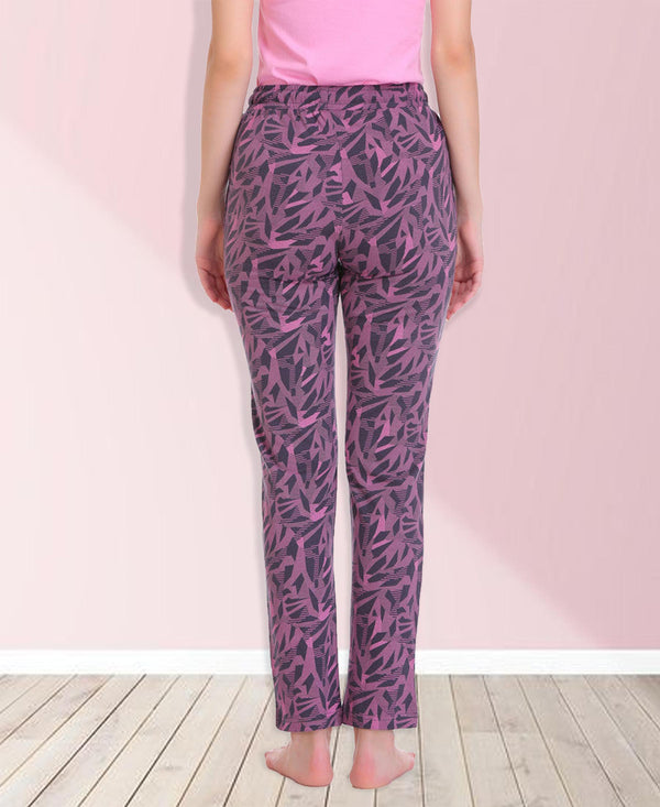 HiFlyers Women Comfort FitPrinted Cotton Pyjama Purple