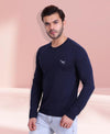 HiFlyers Men Round Neck Full Sleeve Solid Dark Blue Tshirt