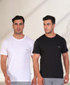HiFlyers Men Slim Fit Solid Pack Of 2 Premium Rn T-Shirt Black-White