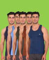T.T. Men Caption Solid Pack Of 5 Dyed Vest Assorted