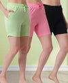 T.T. Women Regular Fit Poly Jersey Solid Short Pack Of 3-Black-Green-Pink