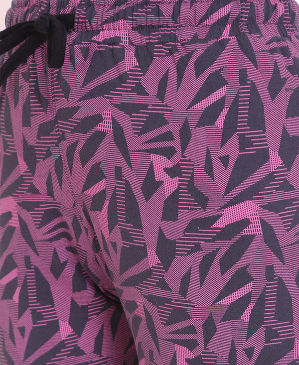 HiFlyers Women Comfort FitPrinted Cotton Pyjama Purple