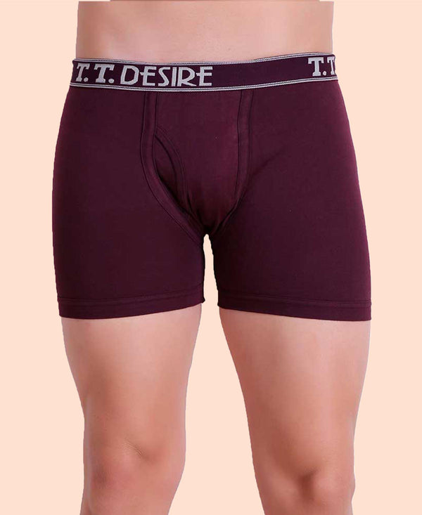 T.T. Men Desire Fine Long Trunk Pack Of 2 (Black - Maroon)