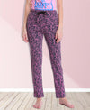 HiFlyers Women Comfort FitPrinted Cotton Pyjama Purple