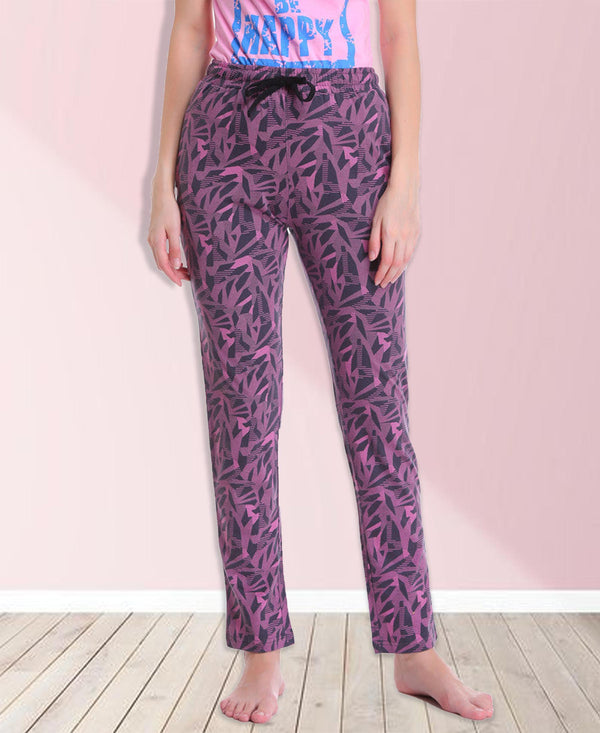 HiFlyers Women Comfort FitPrinted Cotton Pyjama Purple