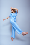 Sky blue twisted note co ord set