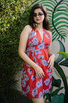 Red floral dress