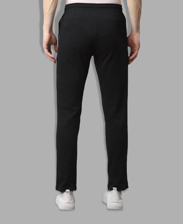 T.T. Men|Cotton Trackpant With Zipper Pocket|Regular Fit|Elastic Waist With Drawstring, Ultra Soft Stretch Fabric – Gym, Sports & Casual Wear With Side Piping||Black