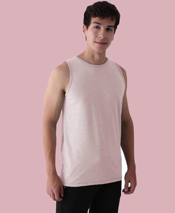 Almo Men’S Cotton Vest|Premium Melange Cotton|Regular Fit|Soft, Breathable, Fade-Resistant | Anti-Bacterial & Lightweight | Ideal For Gym/Sports Activities|Pack Of 2|Peach::Tan
