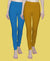 T.T. Women Solid Chudidar Cotton Lycra Cool Leggings -Firoza - Turmeric( Free Size)
