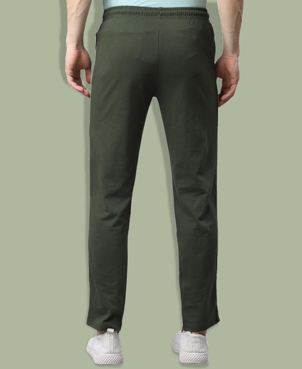 T.T. Men|Cotton Trackpant With Zipper Pocket|Regular Fit|Elastic Waist With Drawstring, Ultra Soft Stretch Fabric – Gym, Sports & Casual Wear With Side Piping||Olive