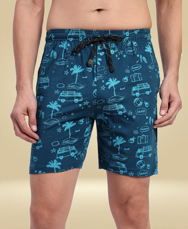 T.T. Men Regular Fit Cotton Polyster Printed Short With Zip Pocket Pack Of 1-Airforce