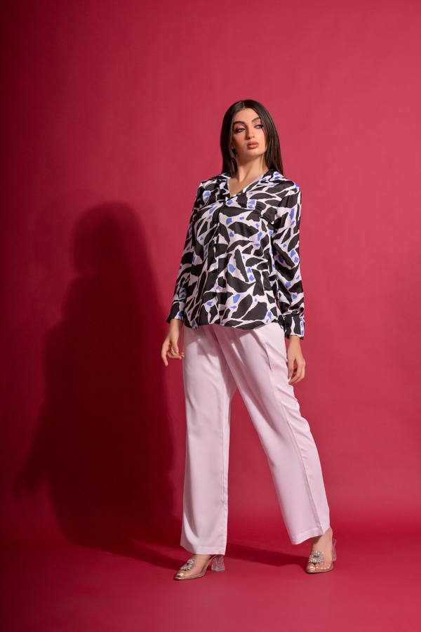 Garden Party Abstract Relax Fit Shirt With Trouser (Combo)