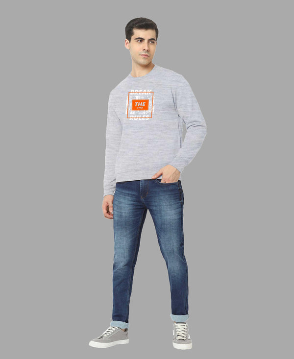 Hiflyers Men|Regular Fit|Chest Printed Cotton Fleece|Soft Stylish Casual Winter Wear Sweatshirt|Grey-P8