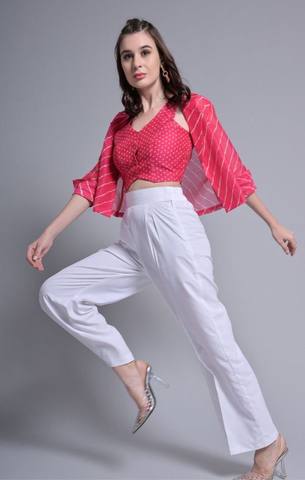 Pink waistcoat with blazer trouser