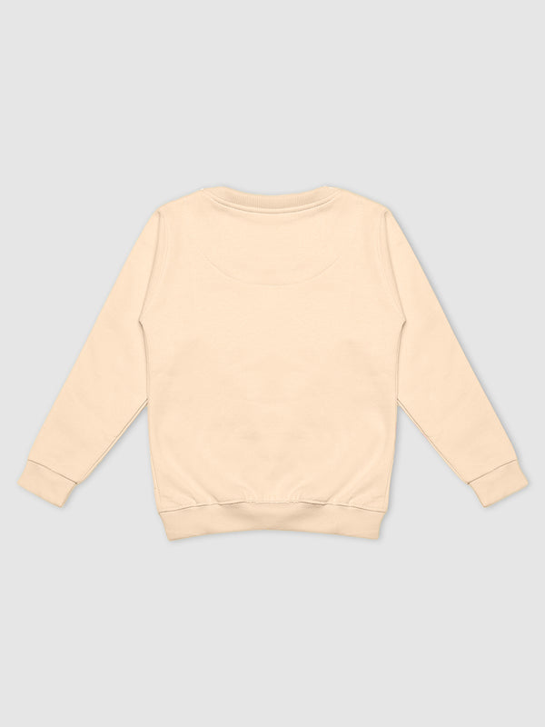 HiFlyers Girls Regular Fit | Premium Cotton Fleece |Full Sleeves|Round Neck|Trendy Winter Wear| Sweatshirts For Boys And Girls -Light Brown