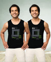 T.T. Men|Cool Tees|100% Cotton|Printed| Regular Fit |Round Neck Muscle Tshirts|Pack Of 2|Black