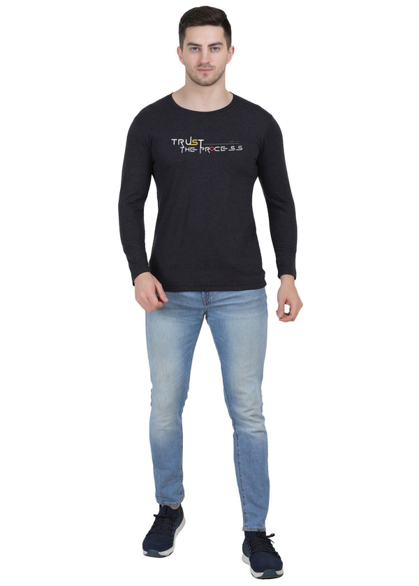 HiFlyers Mens Anthra Regular FitPrinted Round Neck Full Sleev Tshirt