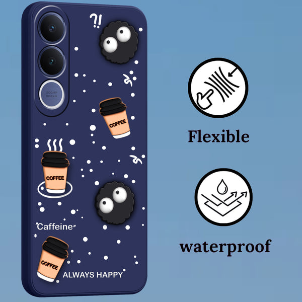 Mobielectro Cute Fun Cartoon 3DBear Coffee Case for Vivo V70 FE - Blue