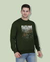 Hiflyers Men|Regular Fit|Chest Printed Cotton Fleece|Soft Stylish Casual Winter Wear Sweatshirt|Olive-P13
