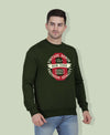 Hiflyers Men|Regular Fit|Chest Printed Cotton Fleece|Soft Stylish Casual Winter Wear Sweatshirt|Olive-P14
