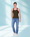 T.T. Men DesignerGym Vest Pack Of 3 Blue-Red -Red-Blue-Black-Olive