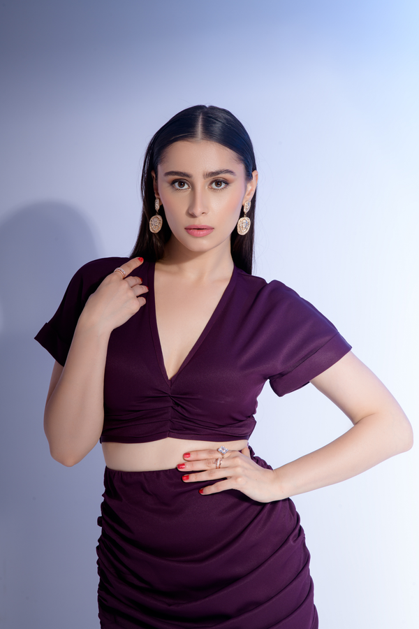 Violet ikat print co ord set