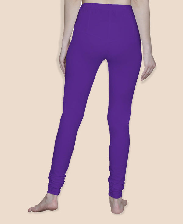 T.T. Women Solid Chudidar Cotton Lycra Cool Leggings -Brinjal