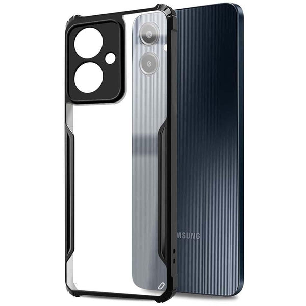 Mobielectro Camera Bump Protection | Slim Stylish 360 Protection Design |Crystal Clear | Shockproof Eagle Back Cover for Samsung A06 - Black