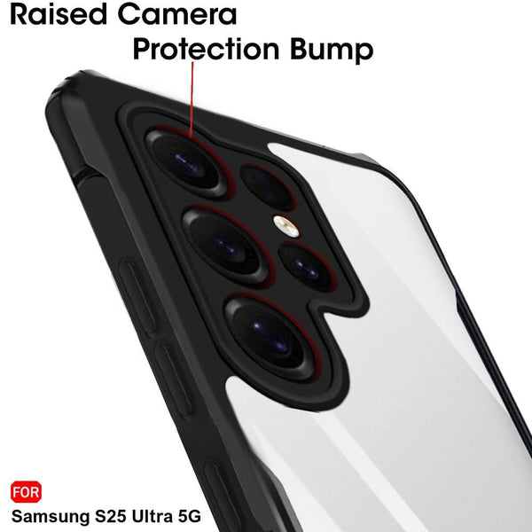 Mobielectro Camera Bump Protection | Slim Stylish 360 Protection Design |Crystal Clear | Shockproof Eagle Back Cover for Samsung S25 ULTRA- Black