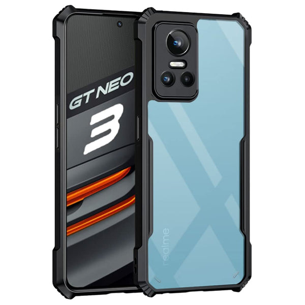 Mobielectro Camera Bump Protection | Slim Stylish 360 Protection Design |Crystal Clear | Shockproof Eagle Back Cover for Realme GT NEO 3 5G - Black