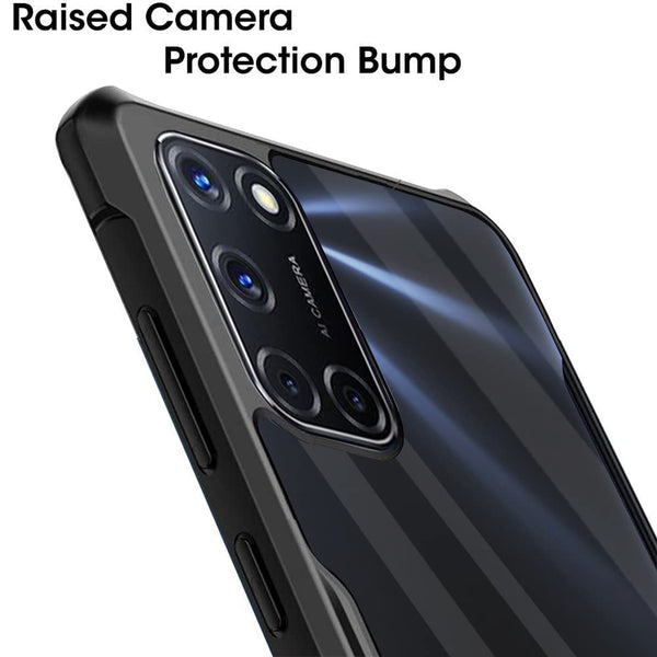 Mobielectro Camera Bump Protection | Slim Stylish 360 Protection Design |Crystal Clear | Shockproof Eagle Back Cover for Oppo A52 - Black