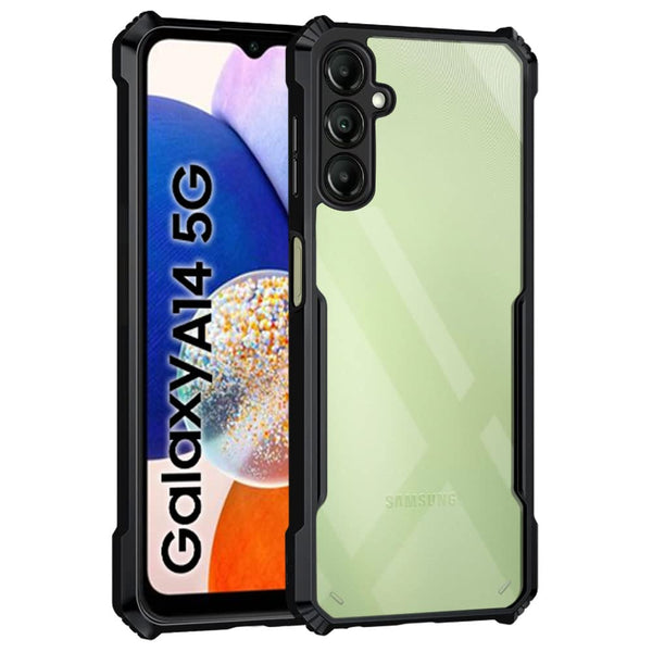 Mobielectro Camera Bump Protection | Slim Stylish 360 Protection Design |Crystal Clear | Shockproof Eagle Back Cover for Samsung A14 5G - Black