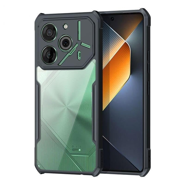 Mobielectro Camera Bump Protection | Slim Stylish 360 Protection Design |Crystal Clear | Shockproof Eagle Back Cover for Tecno Pova 6 Pro 5G - Black