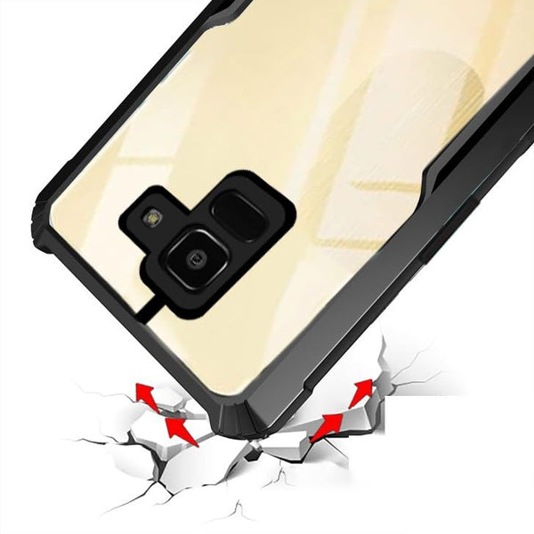Mobielectro Camera Bump Protection | Slim Stylish 360 Protection Design |Crystal Clear | Shockproof Eagle Back Cover for Samsung J6 - Black