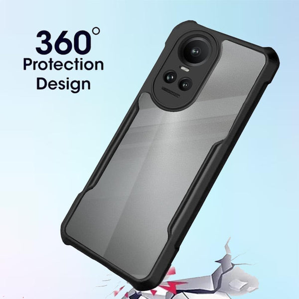 Mobielectro Camera Bump Protection | Slim Stylish 360 Protection Design |Crystal Clear | Shockproof Eagle Back Cover for Oppo RENO 10 5G |Reno 10 Pro 5G - Black