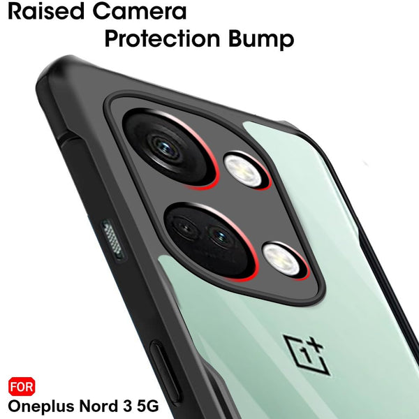 Mobielectro Camera Bump Protection | Slim Stylish 360 Protection Design |Crystal Clear | Shockproof Eagle Back Cover for OnePlusNord 3 - Black