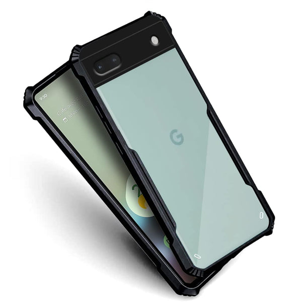 Mobielectro Camera Bump Protection | Slim Stylish 360 Protection Design |Crystal Clear | Shockproof Eagle Back Cover for Pixel 6A - Black