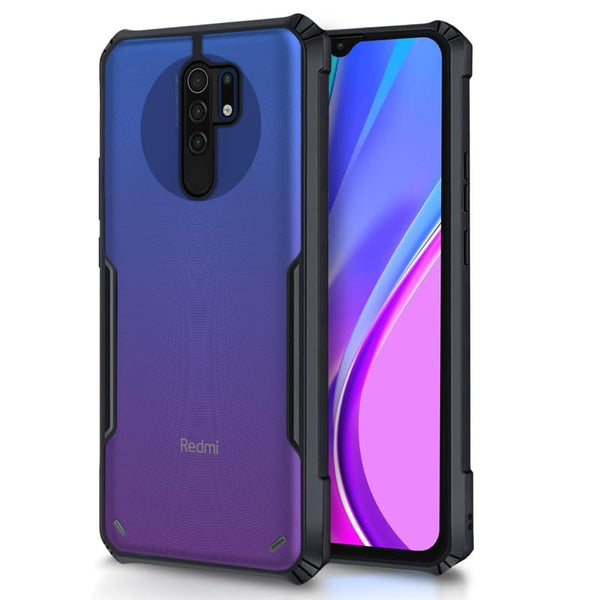 Mobielectro Camera Bump Protection | Slim Stylish 360 Protection Design |Crystal Clear | Shockproof Eagle Back Cover for RedMi 9 Prime - Black