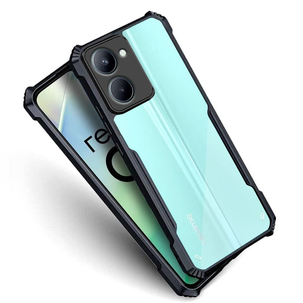Mobielectro Camera Bump Protection | Slim Stylish 360 Protection Design |Crystal Clear | Shockproof Eagle Back Cover for Realme C33 - Black