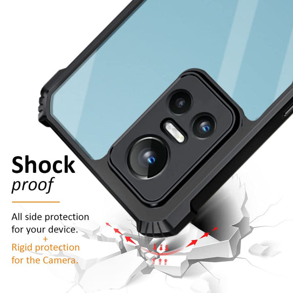 Mobielectro Camera Bump Protection | Slim Stylish 360 Protection Design |Crystal Clear | Shockproof Eagle Back Cover for Realme GT NEO 3 5G - Black