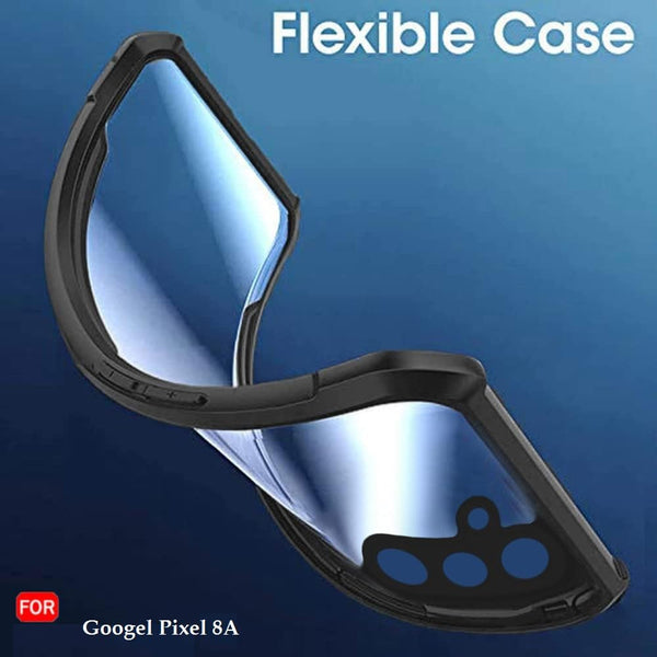 Mobielectro Camera Bump Protection | Slim Stylish 360 Protection Design |Crystal Clear | Shockproof Eagle Back Cover for Pixel 8A - Black