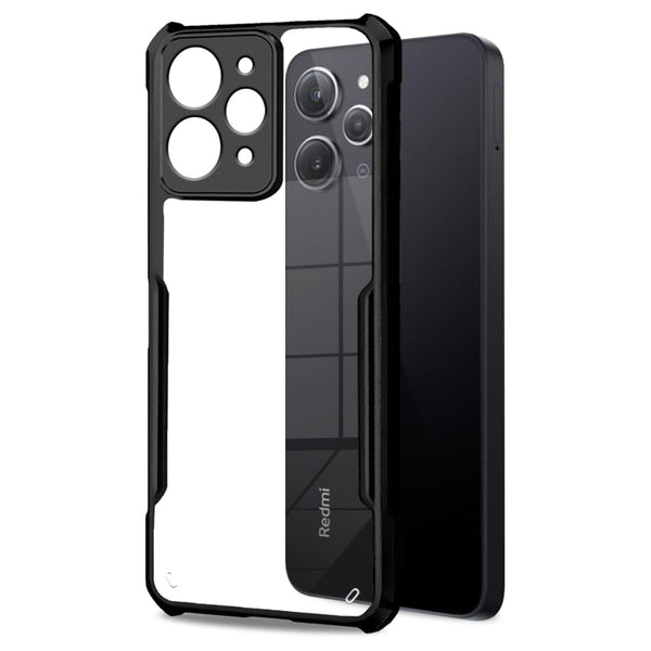 Mobielectro Camera Bump Protection | Slim Stylish 360 Protection Design |Crystal Clear | Shockproof Eagle Back Cover for RedMi 12 4G - Black