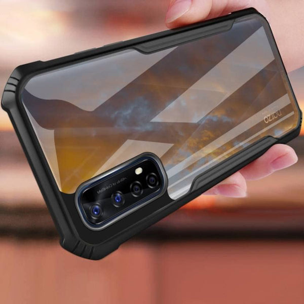 Mobielectro Camera Bump Protection | Slim Stylish 360 Protection Design |Crystal Clear | Shockproof Eagle Back Cover for Realme 7 - Black