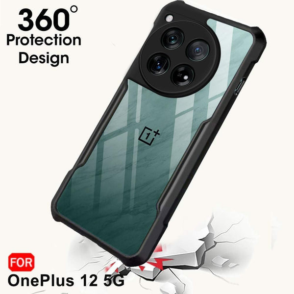Mobielectro Camera Bump Protection | Slim Stylish 360 Protection Design |Crystal Clear | Shockproof Eagle Back Cover for OnePlus 12 - Black