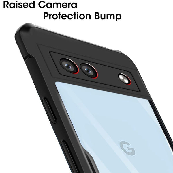 Mobielectro Camera Bump Protection | Slim Stylish 360 Protection Design |Crystal Clear | Shockproof Eagle Back Cover for Pixel 7A - Black