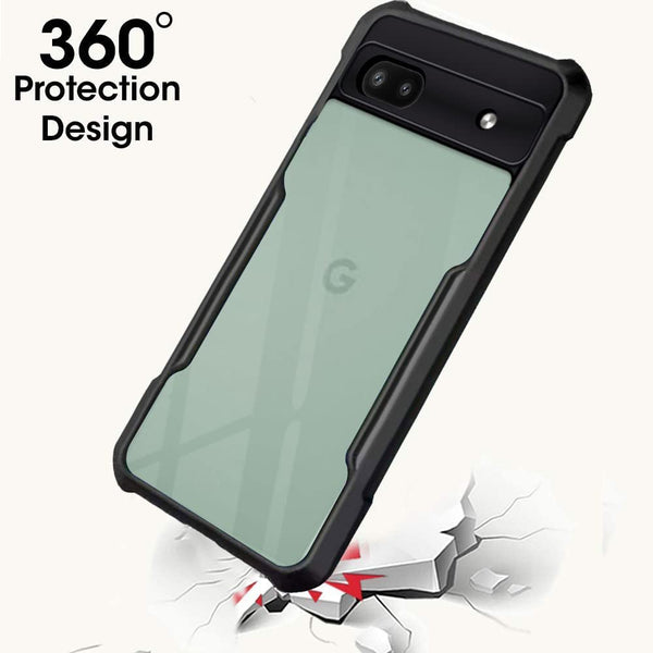 Mobielectro Camera Bump Protection | Slim Stylish 360 Protection Design |Crystal Clear | Shockproof Eagle Back Cover for Pixel 6A - Black